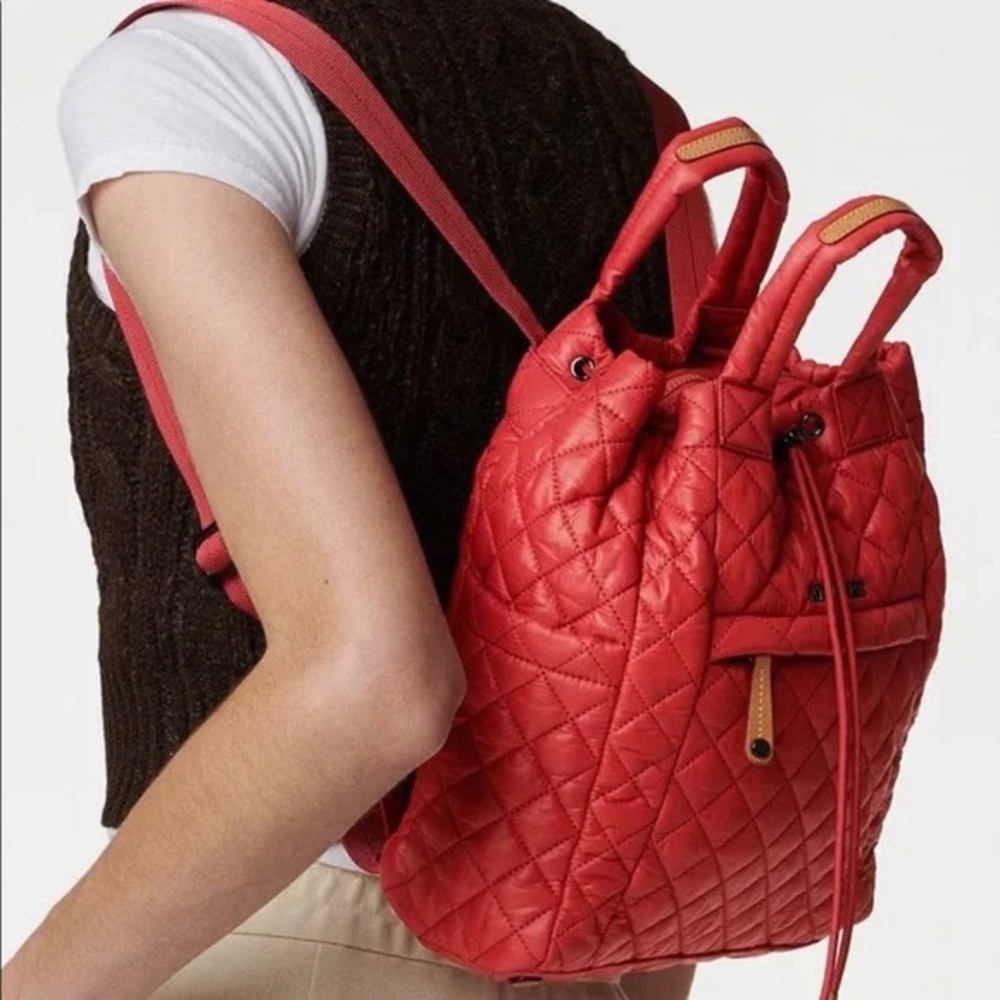 MZ Wallace Small Metro Convertible Backpack in Red Dahlia